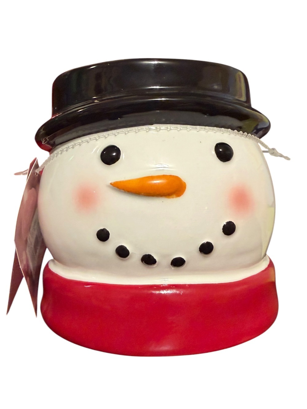 Festive Snowman Ceramic Candleholder NWT